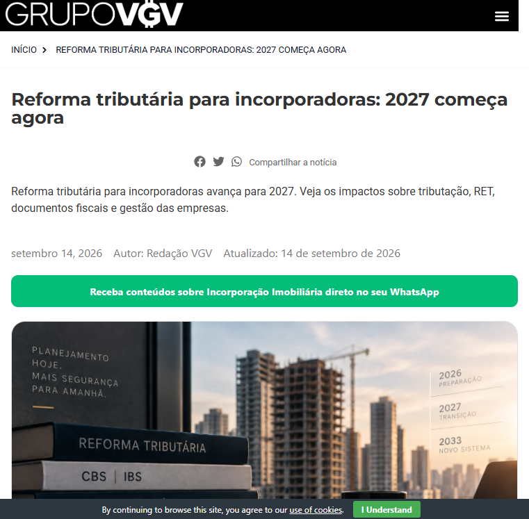 Reforma tributária para incorporadoras: 2027 começa agora - Portal VGV